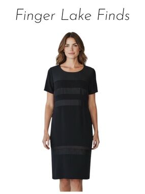 Talbots Black Crepe & Satin Shortsleeved Dress, 14